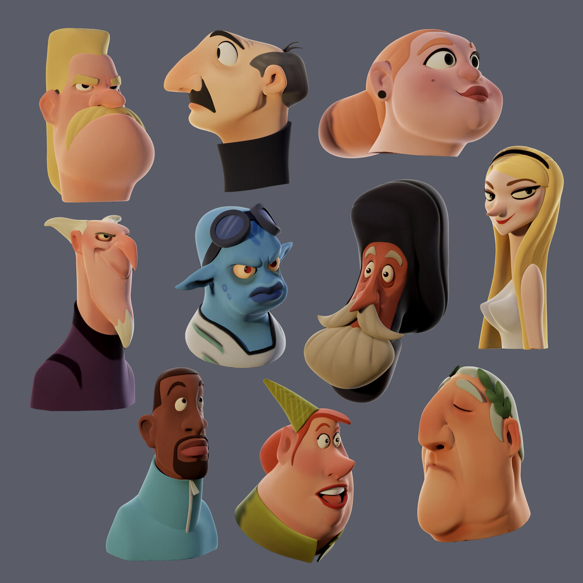 Stylized Bust Collection — Sculpt Studies by Fran Bezjak